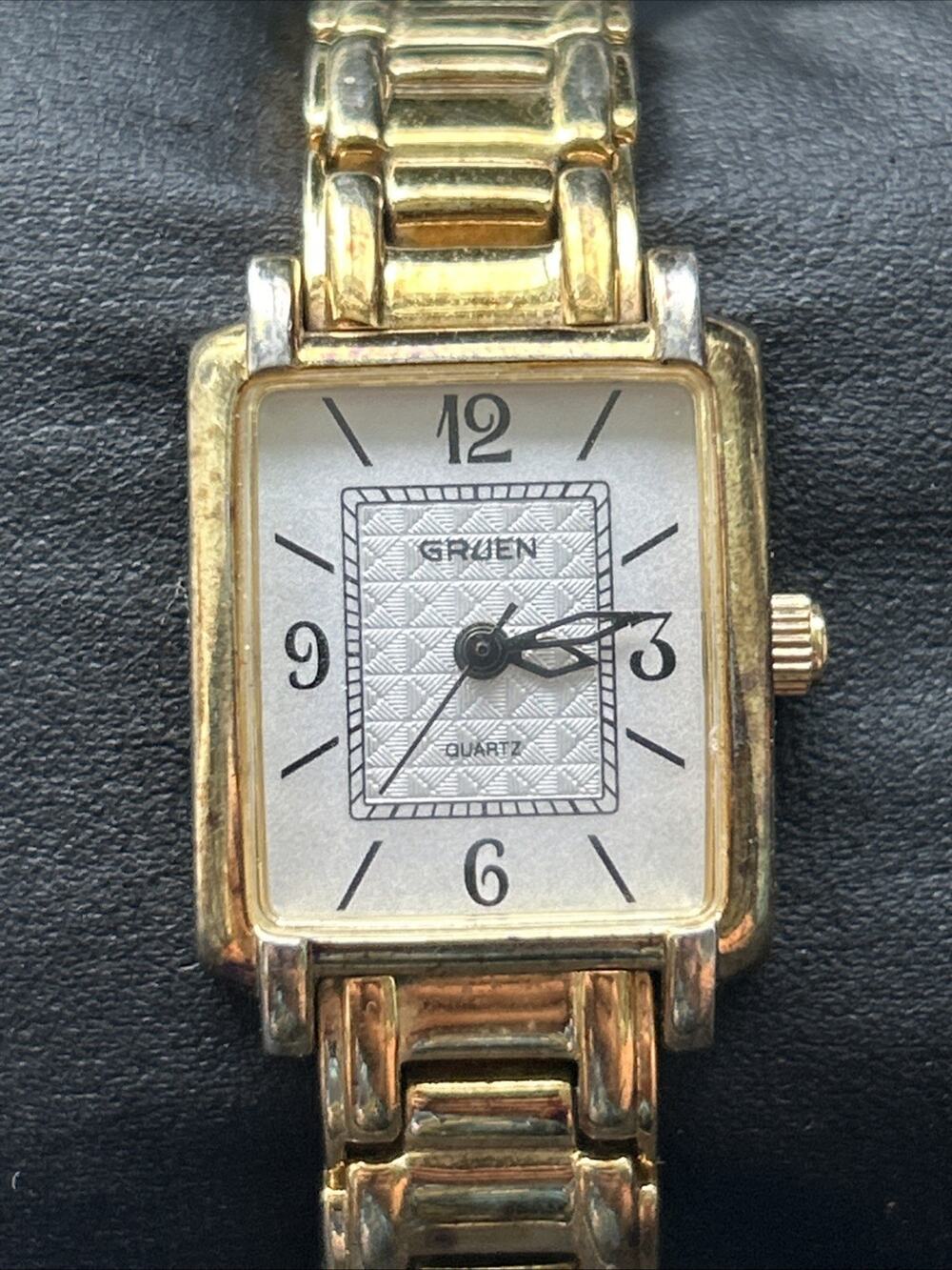 Gruen Gold Tone White Dial Women’s Quartz Watch
